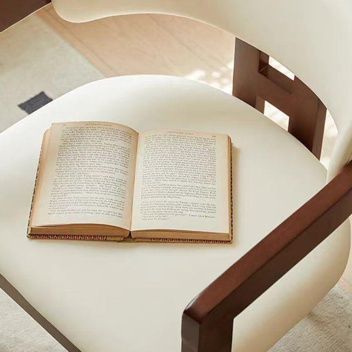 Zeitgenössischer skandinavischer Bent Square PU-Leder-Holz-Esszimmerstuhl Rückenlehne Arm für Esszimmer 