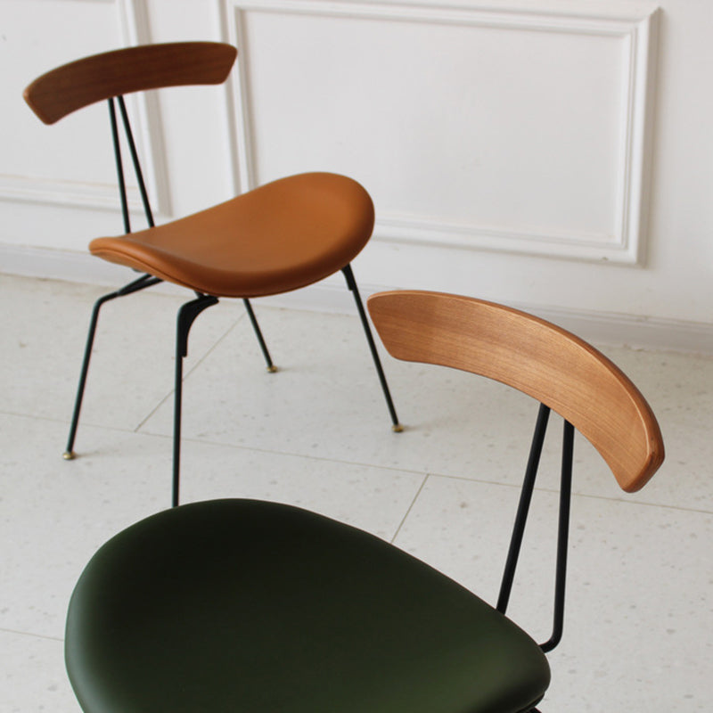 Chaise de salle à manger contemporaine en fourmi industrielle, bois, armature en cuir, tissu, éponge avec dossier pour salle à manger 