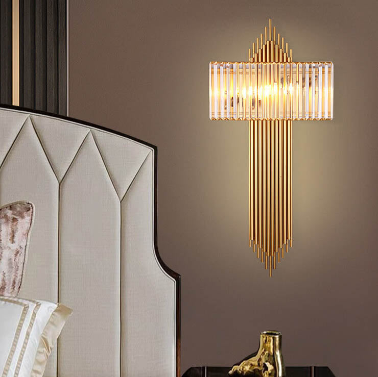 Applique Murale Moderne en Cristal Simple de Luxe Léger Carré à 2 Lumières 