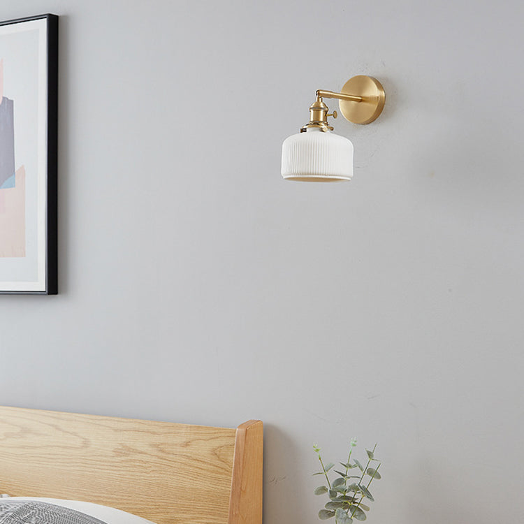 Moderne minimalistische gestreifte Keramikglas 1-Licht Wandleuchte 