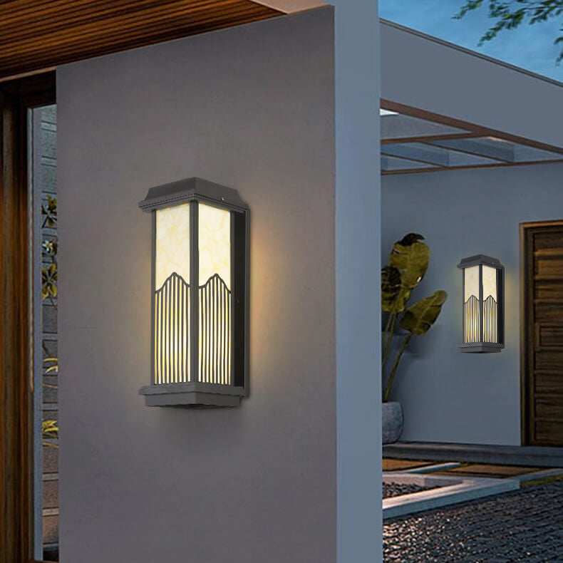 Chinese Retro Aluminum Rectangular Column LED Outdoor Waterproof Wall Sconce Lamp