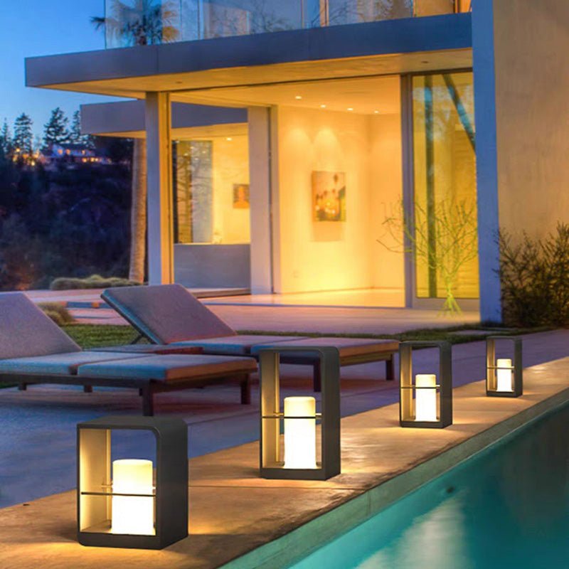 Éclairage paysager LED cubique en acrylique en acier inoxydable solaire étanche minimaliste moderne pour jardin 
