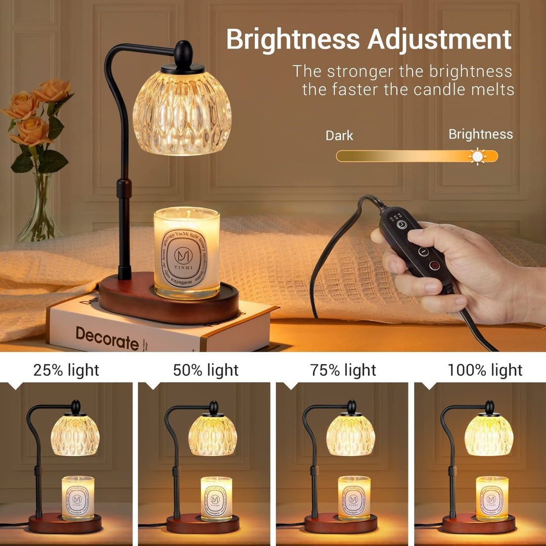 Modern Minimalist Round Glass Rubberwood Iron 1-Light Aroma Melted Wax Table Lamp For Bedroom