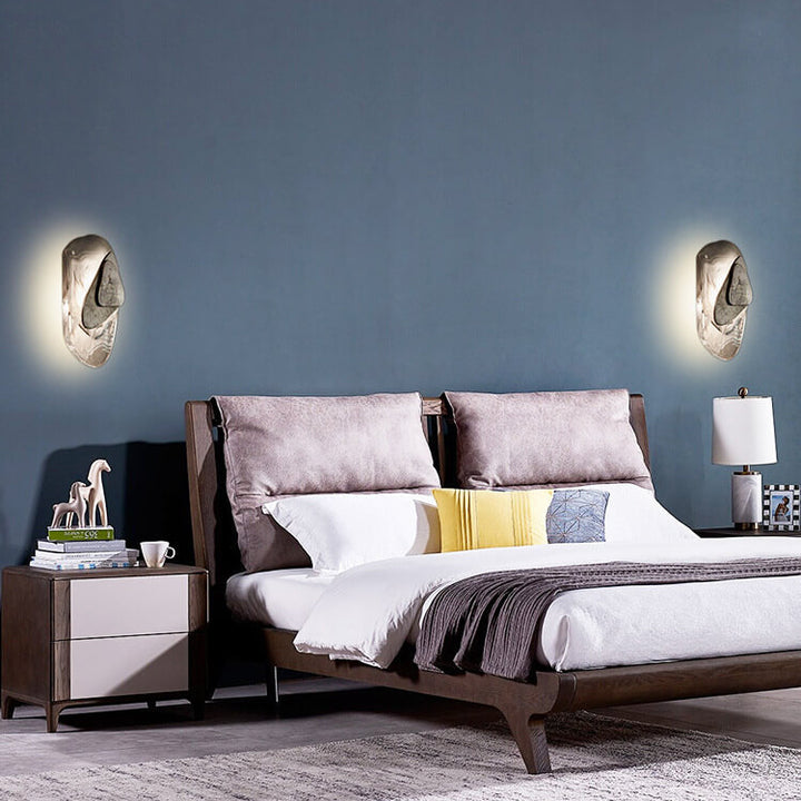 Modern Art Deco Irregular Oval Glass Iron LED Wall Sconce Lamp For Living Room