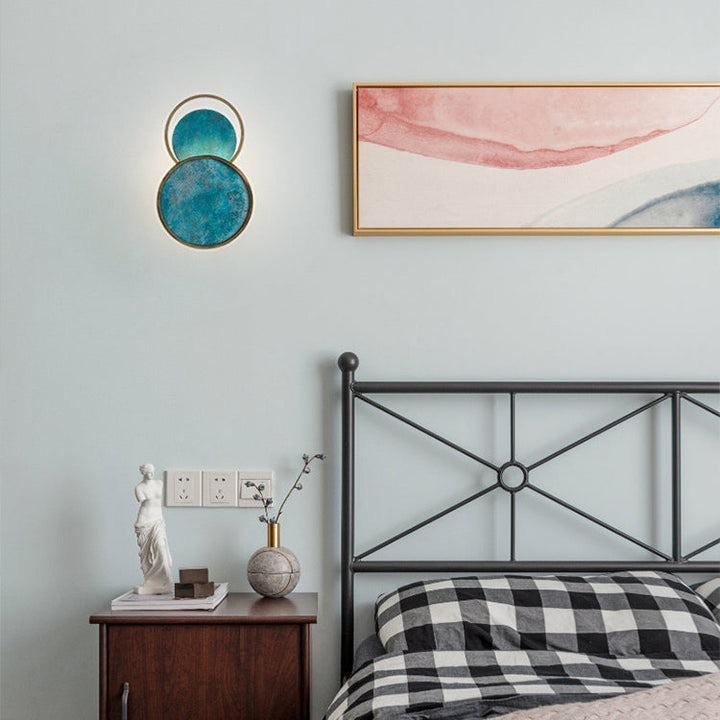 Traditionelle chinesische Kreis Eisen Glas LED Wandleuchte Lampe für Schlafzimmer 