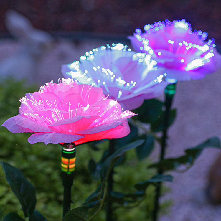 Zeitgenössische kreative Solar-Edelstahl-Fabric-Rosen-LED-Außenbodensteckleuchte für den Garten 