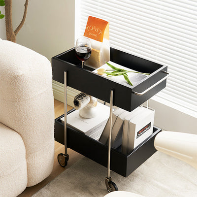 Modern Eclectic Rectangular Stainless Steel End Table 2-Tier For Living Room