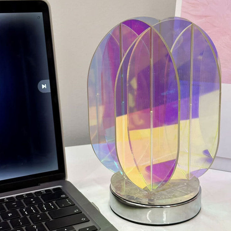 Modern Minimalist Clear Dazzle Acrylic Iron USB Geometry LED Art Decoration Table Lamp For Bedroom