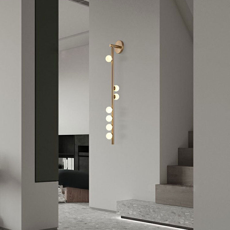 Lámpara de Aplique de Pared de Bola de Vidrio de Hierro de Simplicidad Moderna 3/5/7 Luces Para Sala de Estar 