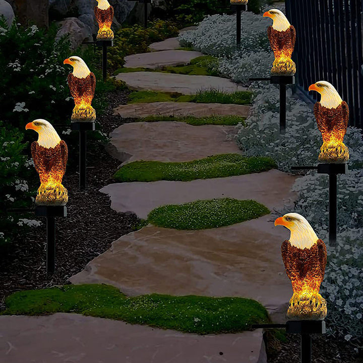 Maison d'aigle, panda et écureuil en résine plastique solaire étanche Art Déco moderne, lumière LED extérieure simulée pour jardin 