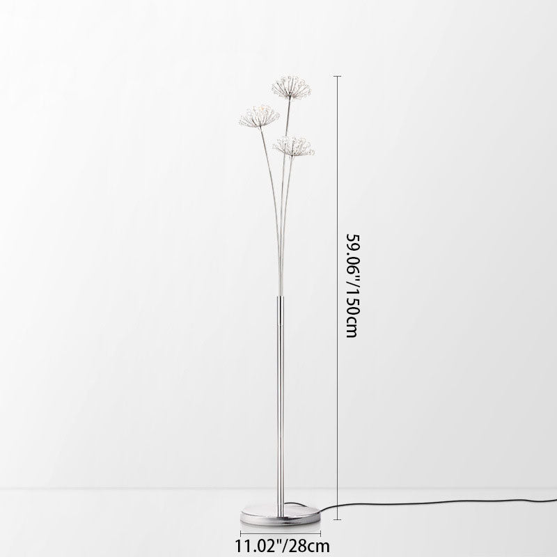 Zeitgenössische skandinavische Löwenzahn-Eisen 3/5 Stehende Stehlampe für Wohnzimmer 
