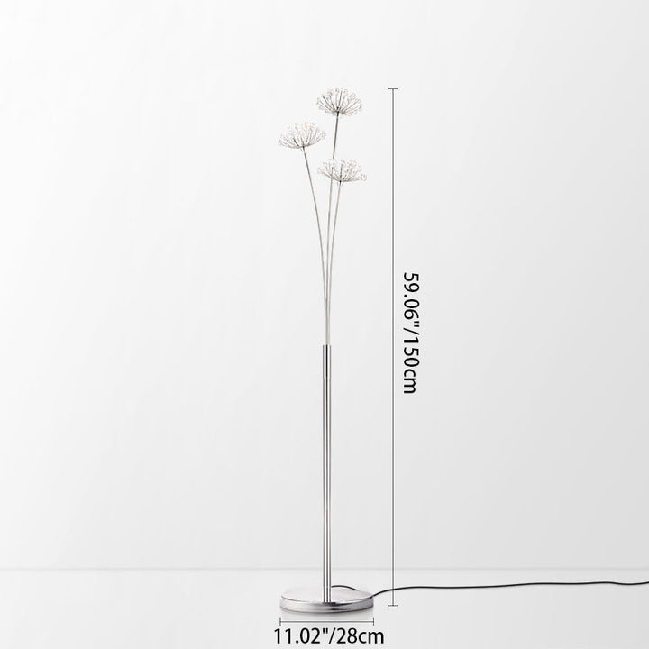 Zeitgenössische skandinavische Löwenzahn-Eisen 3/5 Stehende Stehlampe für Wohnzimmer 