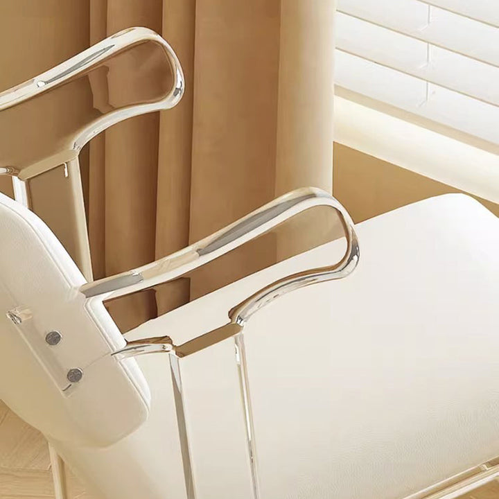 Modern Minimalist Square Microfiber Leather Acrylic Vanity Stool Backrest For Bedroom