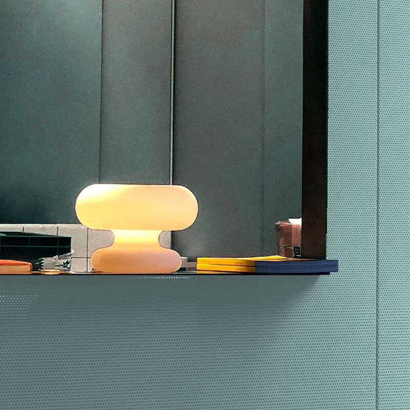 Japanisches minimalistisches Donut-Design Glas-Lampenschirm 1-Licht Tischlampe 