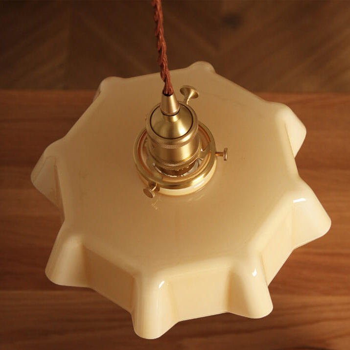 Lámpara colgante de 1 luz con forma de flor de vidrio tradicional francesa para sala de estar 