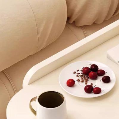 Mesa Auxiliar de Madera con Panel de Densidad Rectangular Desmontable Minimalista Moderna de 2 Niveles para Sala de Estar 