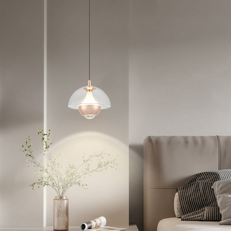 Moderne Einfachheit Hemisphäre Liftable Aluminium Acryl LED Pendelleuchte für Esszimmer 