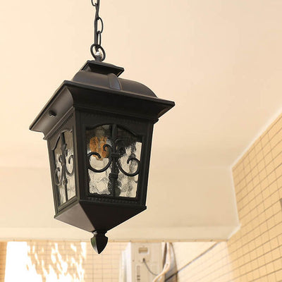 Outdoor Europäische Pfeilblume Laterne Aluminium Glas 1-Licht Wasserdichte Pendelleuchte 