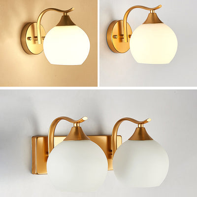Applique Murale Moderne Simplicité Fer Verre Boule 1/2 Lumière Pour Chevet 