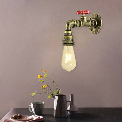 Contemporary Industrial Faucet Iron 1-Light Wall Sconce Lamp For Living Room