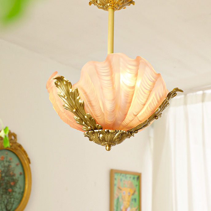 Lustre traditionnel français en laiton et verre avec 3/4 lumières pour salon 