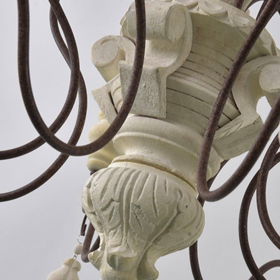 Chandelier Traditionnel Rustique Texturé Cylindre Fer Bois 6/8 Lumières Pour Salon 