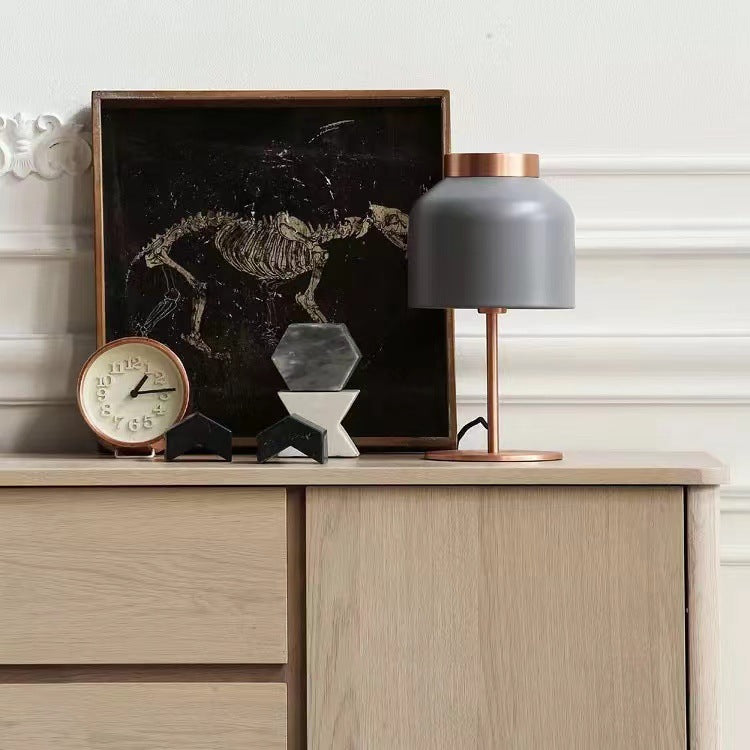 Moderne minimalistische runde Zylinder Eisen 1-Licht Tischlampe für Schlafzimmer 
