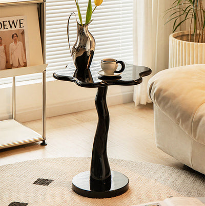 Table d'appoint en bois et fer avec design traditionnel de pétales ronds pour salon 