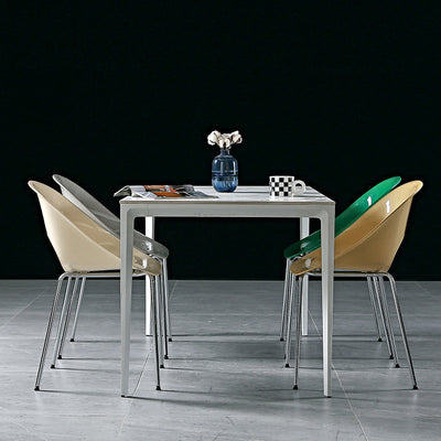 Silla de comedor de metal PP con respaldo hueco cuadrado creativo contemporáneo para comedor 