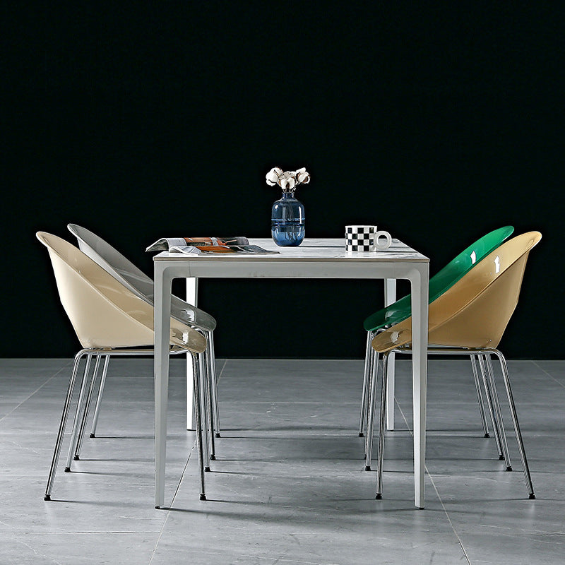 Silla de comedor de metal PP con respaldo hueco cuadrado creativo contemporáneo para comedor 