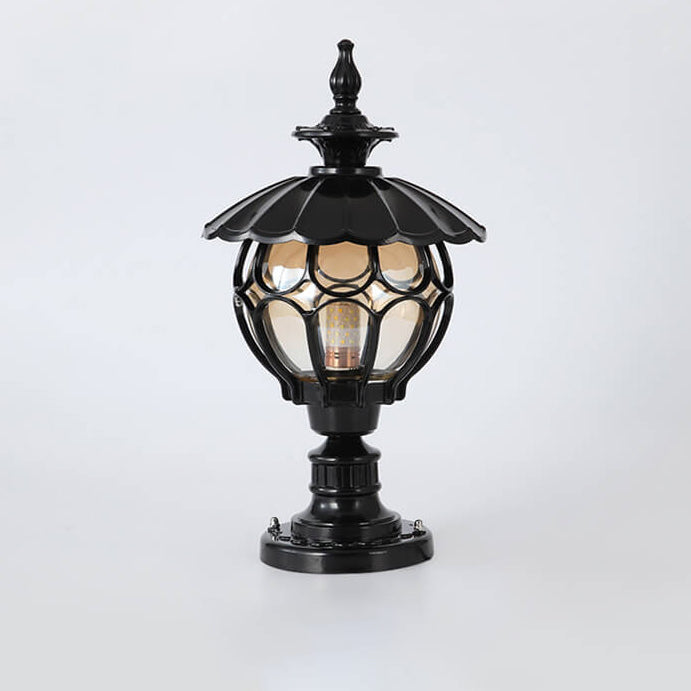 Traditional European Outdoor Round Column Head Light 1-Light Waterproof Garden Landscape Light For Garden