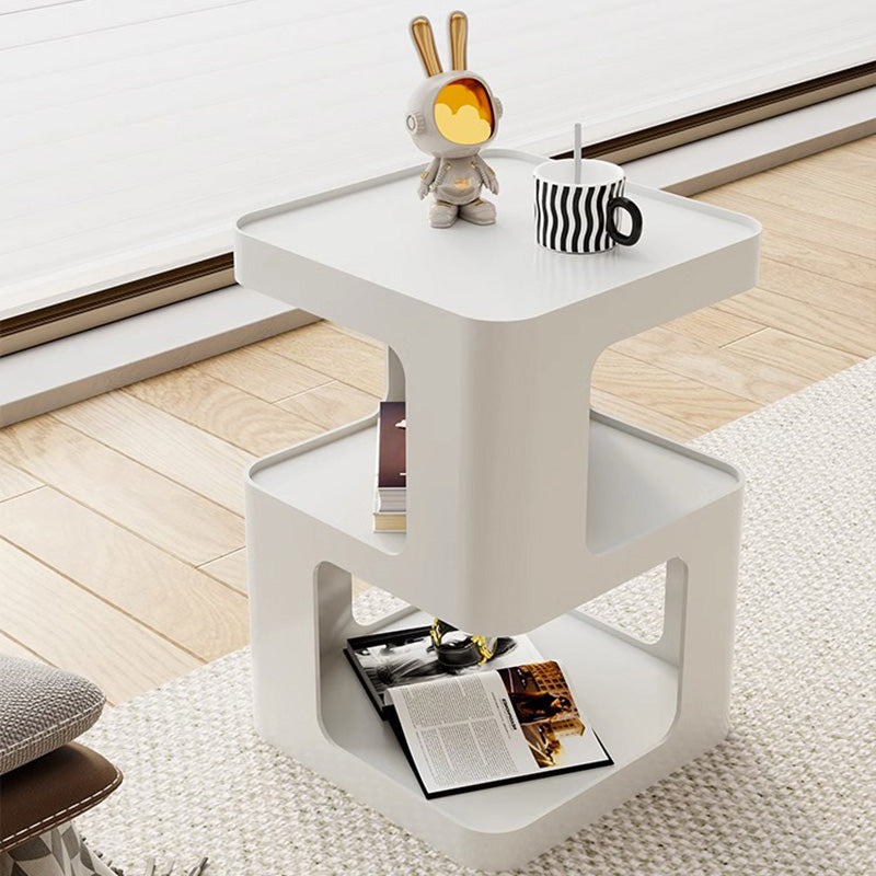 Moderner minimalistischer quadratischer Metall-Beistelltisch mit zwei Ebenen für das Wohnzimmer 