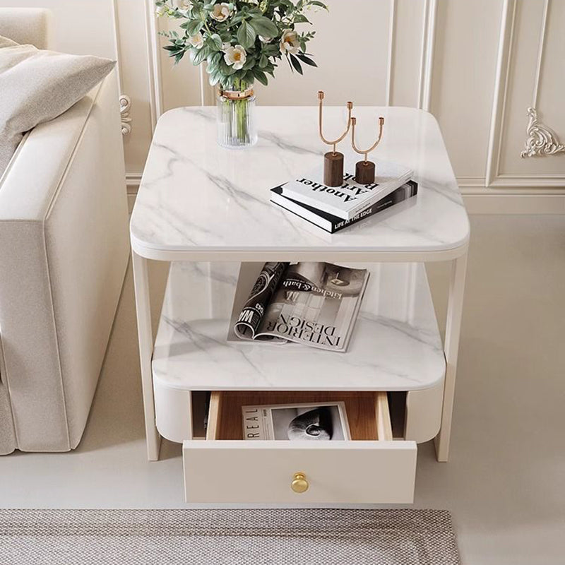 Mesa auxiliar contemporánea nórdica cuadrada de vidrio, metal y madera de 2 niveles para sala de estar 