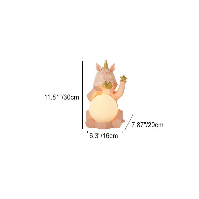 Zeitgenössische kreative Harz-Einhorn-Glaslampe 1-Licht Kinder-Tischlampe für das Schlafzimmer 