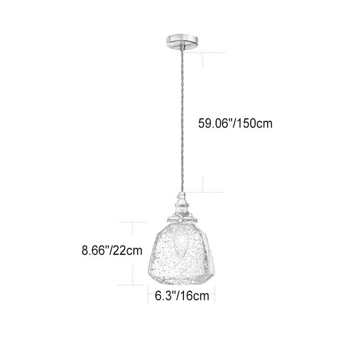 Traditional Japanese Brass Glass Air Bubble Round Terete 1-Light Pendant Light For Dining Room