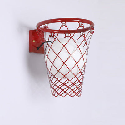 Applique Murale 1 Lumière avec Cerceau de Basketball en Verre et Fer Style Art Déco Moderne pour Chambre d'Enfant 