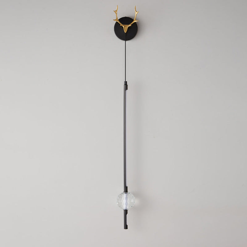 Moderne minimalistische Streifen Geweih Orb voller Kupfer Kristall Silikon LED Wandleuchte Lampe für Schlafzimmer 