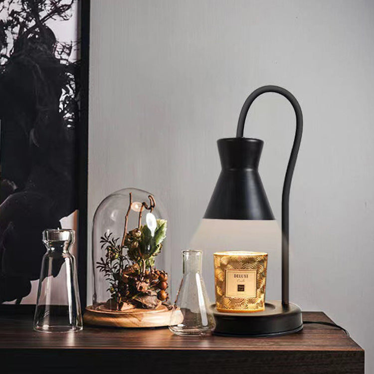 Moderna lámpara de mesa de metal minimalista con soporte ajustable de reloj de arena de 2 luces para derretir cera junto a la cama 