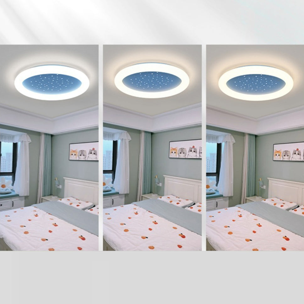 Plafonnier LED rond en fer acrylique simplicité moderne ciel étoilé pour chambre 