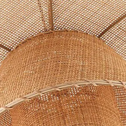 Traditioneller japanischer dreifacher runder Rattan-Kronleuchter mit 1 Licht für Wohnzimmer 