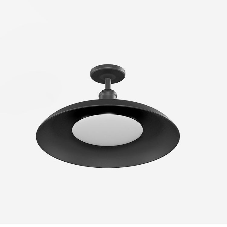 Plafonnier semi-encastré contemporain scandinave en acier carbonisé rond étanche à 1 lumière pour patio extérieur 