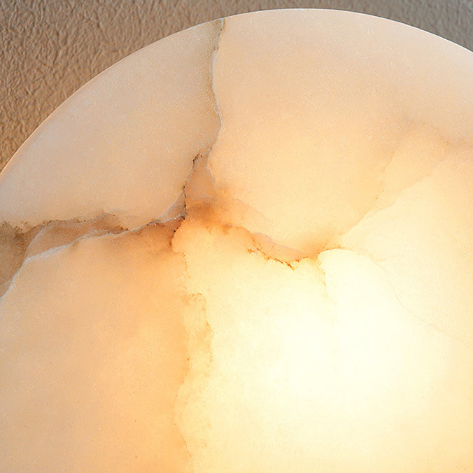 Moderne Luxus Runde Voll Kupfer Marmor 1-Licht Wandleuchte Lampe Für Wohnzimmer 