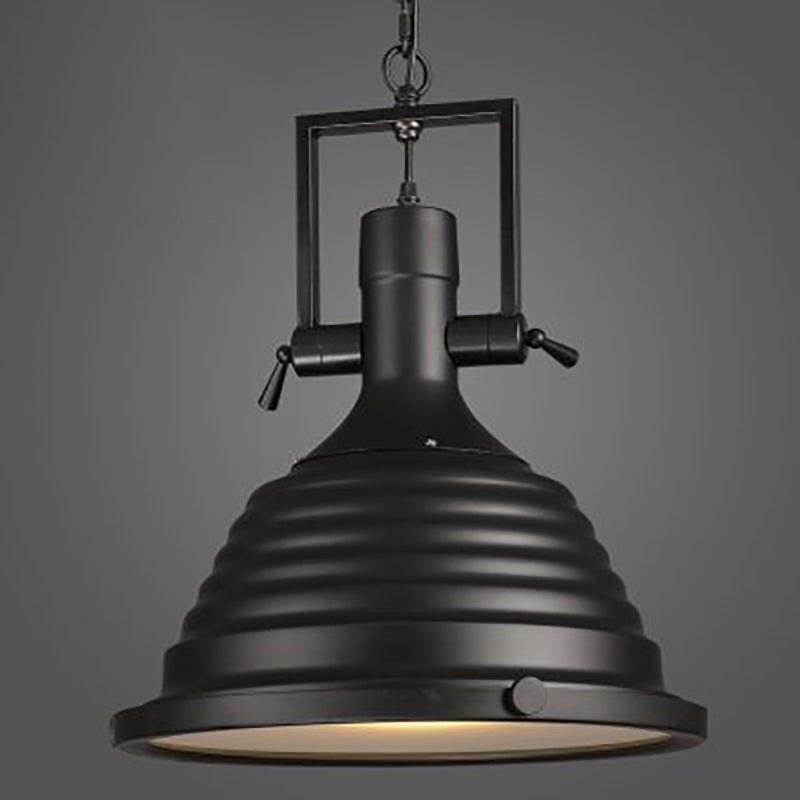 Suspension lumineuse contemporaine industrielle polonaise en fer avec abat-jour semi-circulaire à 1 lumière pour salle à manger 