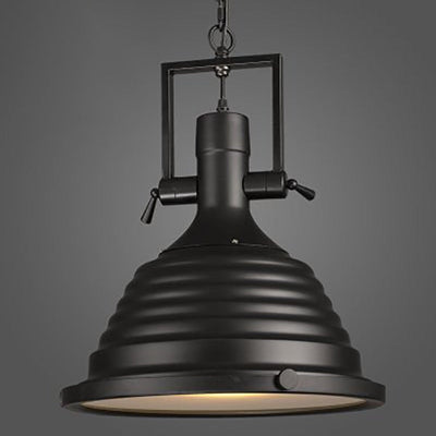 Zeitgenössische industrielle Pendelleuchte aus poliertem Eisen mit halbrundem Schirm und 1 Licht für Esszimmer 