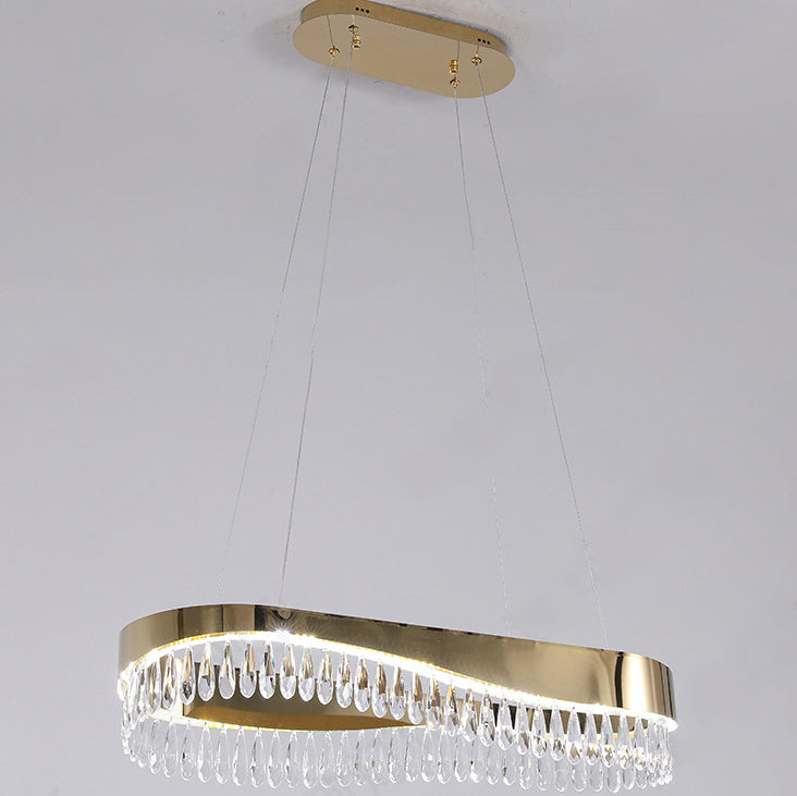 Moderne Luxus Teardrop Edelstahl Kristall LED Kronleuchter Für Wohnzimmer 