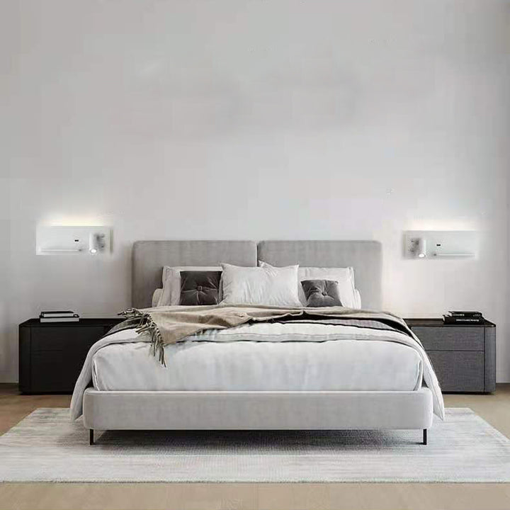 Lámpara de pared con foco LED giratorio rectangular USB recargable industrial contemporáneo para dormitorio 