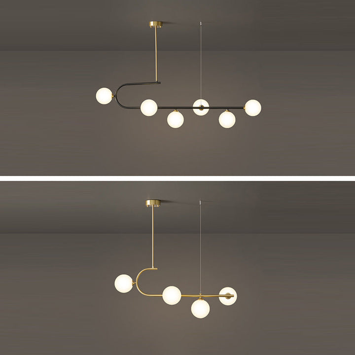Contemporary Luxury Round Copper Frame Glass Shade 4/6 Light Island Light Chandelier For Dining Room