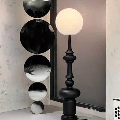Vintage Sphere Roman Chess Column Base 1-Light Standing Floor Lamp