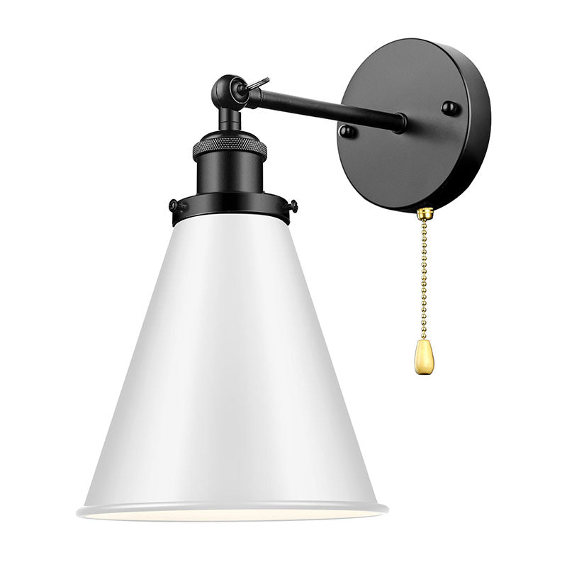 Zeitgenössische industrielle Eisenkegelschirm 1-Licht-Wandleuchte für Badezimmer 