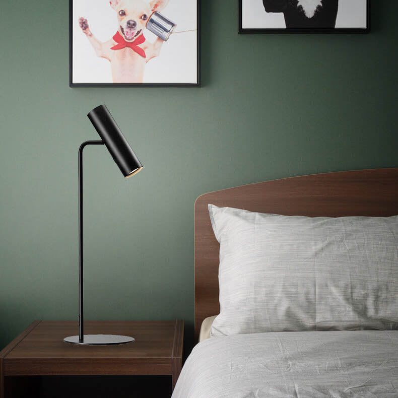 Lámpara de Mesa Contemporánea de Cilindro Metálico Nórdico de 1 Luz para Dormitorio 